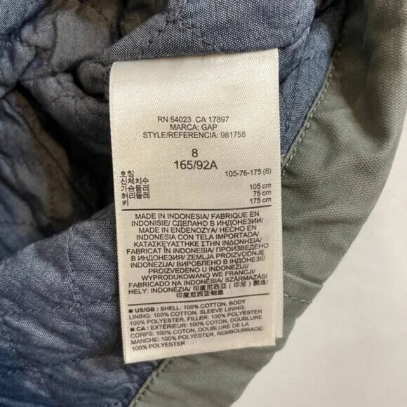 Gap Quilted Moto Flight Cropped Jacket Green Gray Zipper Details Size 8 - Picture 13 of 14